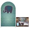 Aerdce Elephant Green Damask Wall Arched Backdrop Cover for Birthday Party Baby Shower Decoration Double-Sided Arched Frame Stand Fabric Covers Chiara Backdrops Arched Display Props view 1