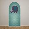 Aerdce Elephant Green Damask Wall Arched Backdrop Cover for Birthday Party Baby Shower Decoration Double-Sided Arched Frame Stand Fabric Covers Chiara Backdrops Arched Display Props view 2
