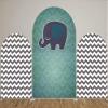 Aerdce Elephant Green Damask Wall Arched Backdrop Cover for Birthday Party Baby Shower Decoration Double-Sided Arched Frame Stand Fabric Covers Chiara Backdrops Arched Display Props view 3