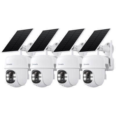 Cinnado 2K Cameras for Home Security-2.4G WiFi Outdoor Camera Wireless Solar/Battery Powered, 360 Viewing, Human Detection, Color Night Vision, Cloud/SD Storage B6 (B6-White-4pack-2.4G)