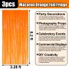3 Pack Macaron Orange Foil Fringe Curtain Backdrop, 3.28Ft x 8.2Ft Metallic Tinsel Foil Fringe Streamer Curtains for Photo Booth, Christmas Day, Thanksgiving, Wedding, New Year Party Decorations view 2