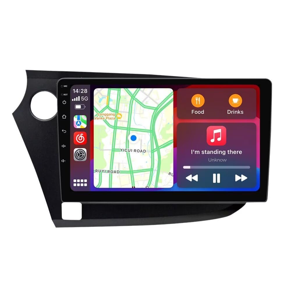 Car Stereo Radio for Honda Insight 2009-2014 LHD - Biorunn Wireless Wired Carplay and Android Auto GPS Navigation - (4GB+64GB) Head Unit 9 Inch Blu-etooth RDS FM AM DSP