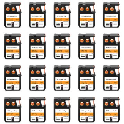 NineLeaf 20 Pack Compatible for Dymo Rhino XTL 1868767 19mm 3/4 inch Label Maker Tape Black on Orange All-Purpose Vinyl Labels for Rhino XTL-300 XTL-500 Label Printer