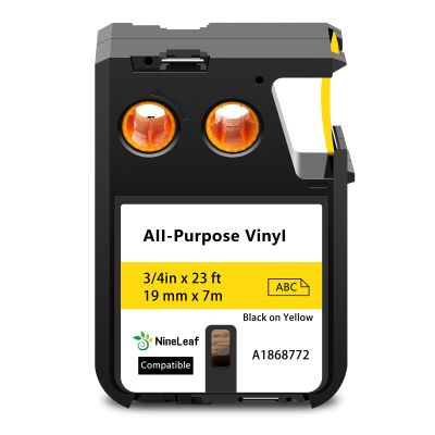 NineLeaf 1 Pack Compatible for Dymo Rhino XTL 1868772 19mm 3/4 inch Label Maker Tape Black on Yellow All-Purpose Vinyl Labels for Rhino XTL-300 XTL-500 Label Printer