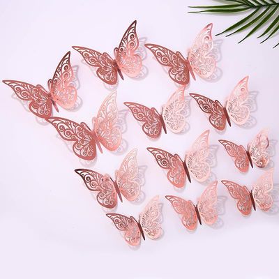 3D Butterfly Wall Decor 72Pcs 3 Sizes, Rose Gold Butterfly Decorations for Birthday Decorations Party Decorations Cake Decorations, Removable Wall Stickers Room Decor for Wedding Decor