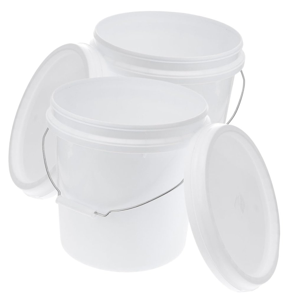 FUNOMOCYA 2pcs Food-Grade Plastic Bucket Lid Portable Round Pail for Home Use for Storing Liquids Cleaning Products