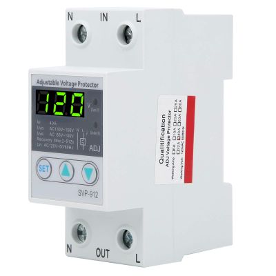 Smart Breaker, 120V AC Adjustable Low Voltage Cutoff Protector Adjustable Over and Under Voltage Protector Voltage Current Stabilizer Voltmeter Automatic Reset Switch (40A)