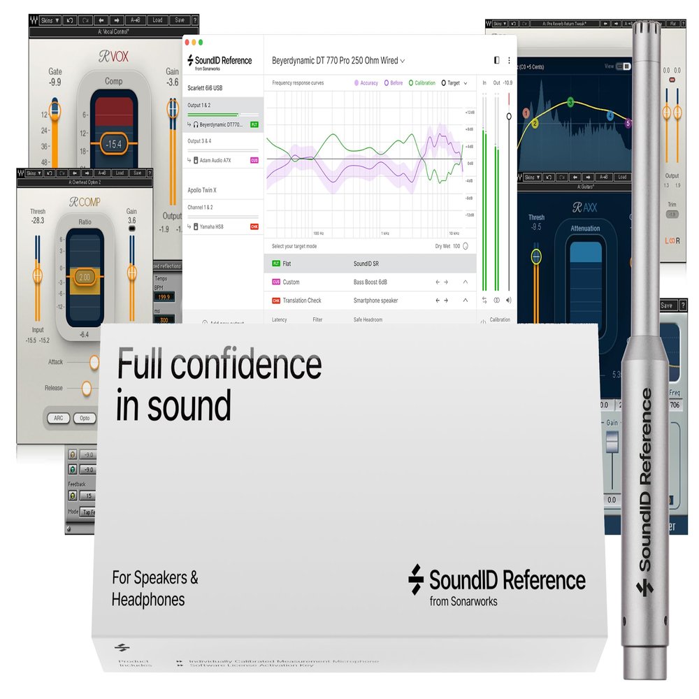 AudioDeluxe Sonarworks SoundID Reference for Speakers & Headphones with Measurement Microphone and Waves Musicians 2 Bundle