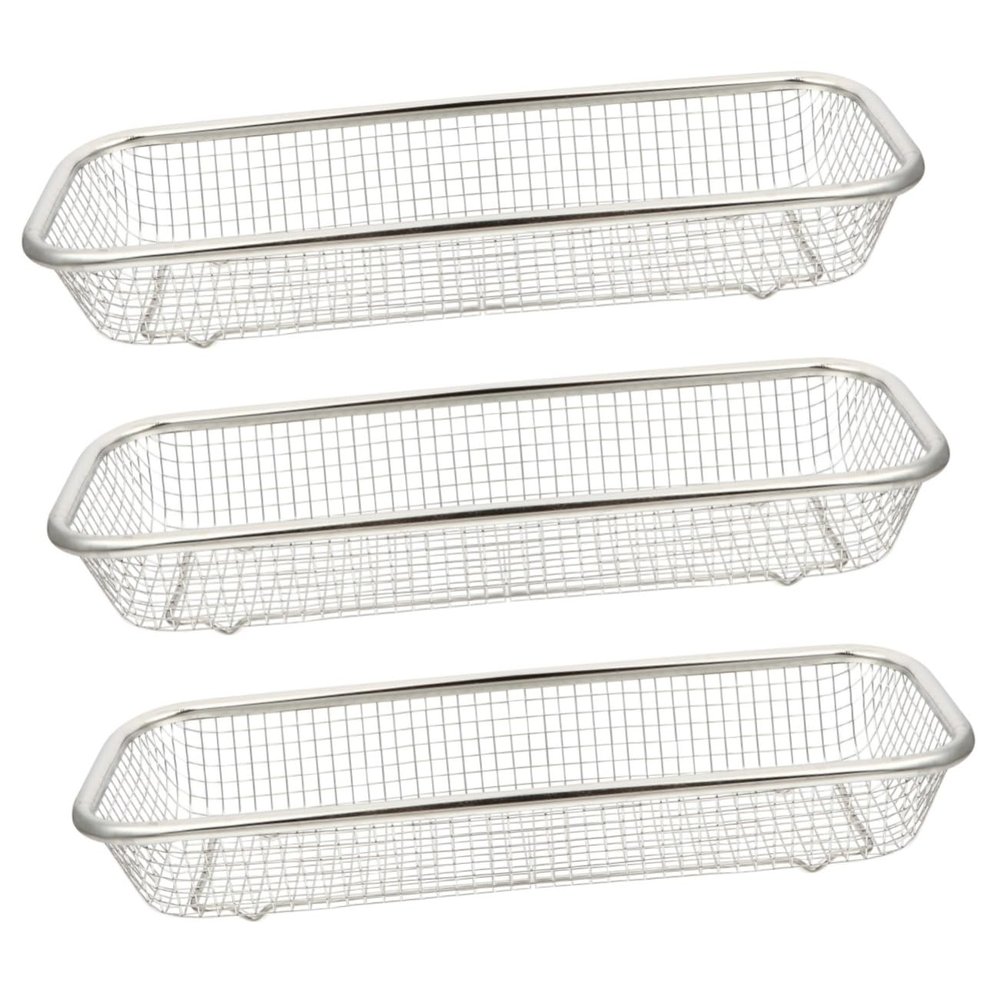 Housoutil 3pcs Stainless Steel Draining Basket for Kitchen Utensils and Dish Rack for Fruits and Vegetables Easy to Clean Chopsticks Storage Organizer