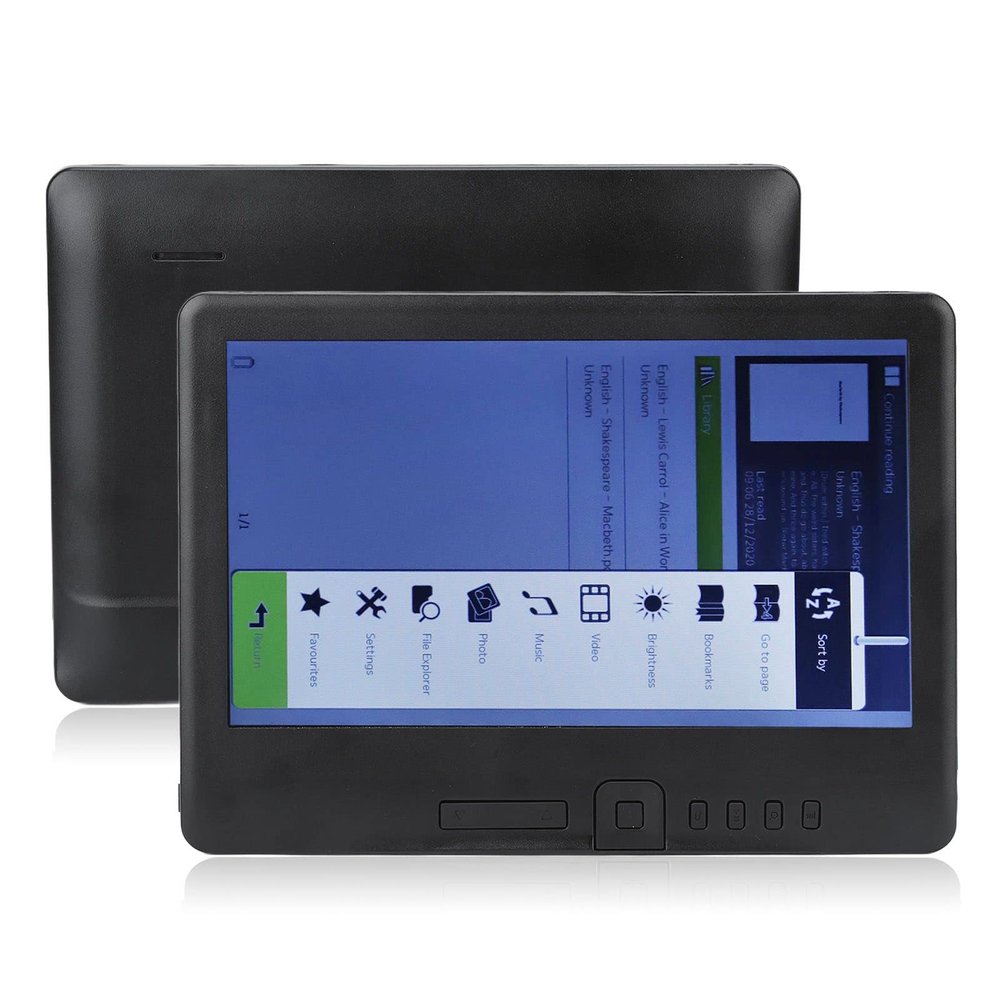 E Reader, 7in Portable Color TFT LCD 16:9 Screen HD Black E Reader Books with Navigation and Protective Case (16GB)