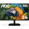 AOC 24B2H2 24 Frameless IPS Monitor, FHD 1920x1080, 100Hz, 106% sRGB, for Home and Office, HDMI x2, Low Blue Mode, VESA Compatible, Black view 1