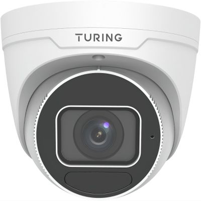 Turing TP-MVD8MV2-1Y CORE AI VSaaS License-Enabled 8MP Low Light Turret IP Camera, White; 2.8-12mm Motorized Varifocal Lens; TwilightVision; Built-in Mic; Smart IR, Up to 40m (131 ft)