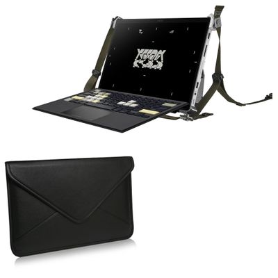 BoxWave Case Compatible with ASUS ROG Flow Z13-ACRNM RMT02 - Elite Leather Messenger Pouch, Synthetic Leather Cover Case Envelope Design for ASUS ROG Flow Z13-ACRNM RMT02 - Jet Black