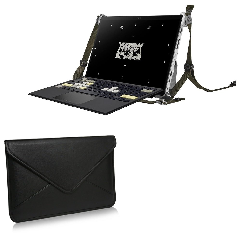 BoxWave Case Compatible with ASUS ROG Flow Z13-ACRNM RMT02 - Elite Leather Messenger Pouch, Synthetic Leather Cover Case Envelope Design for ASUS ROG Flow Z13-ACRNM RMT02 - Jet Black