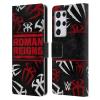 Head Case Designs Officially Licensed WWE Logo Pattern Roman Reigns Leather Wallet Case Compatible with Samsung Galaxy S21 Ultra 5G view 1