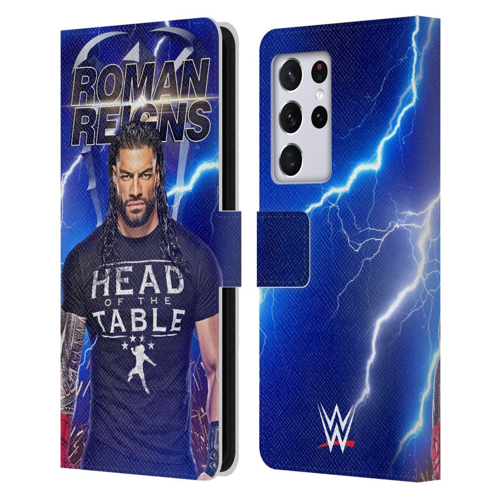 Head Case Designs Officially Licensed WWE Lightning Roman Reigns Leather Wallet Case Compatible with Samsung Galaxy S21 Ultra 5G