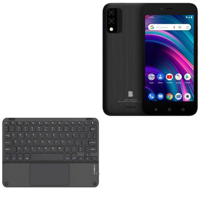 BoxWave Keyboard Compatible with BLU Studio X5 - SlimKeys Bluetooth Keyboard with Trackpad, Portable Slim TouchPad - Jet Black