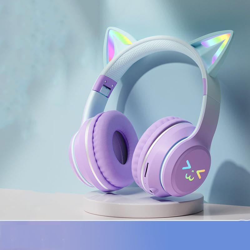 TSKVT Bluetooth Earphones, Cute Styling, Game Earphones Suitable for Smartphones Bluetooth 5.0, can be Connected and Used on Mobile Phones, Tablets, and Other Devices, (Purple)
