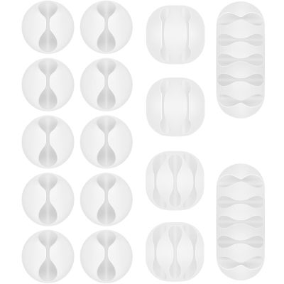 Shintop Cable Clips, 16 Pack White Cord Holder Adhesive Cable Organizer Wire Holder for Organizing Phones Chargers Desk Nightstand Car
