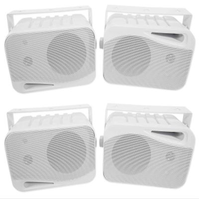 Rockville HP4S 360W 4" Outdoor/Indoor Speakers 4 Ohm, Weather-Resistant, Swivel Brackets, 4" Woofer, 1/2" Tweeter, for Home Theater and Patio, 4-Piece