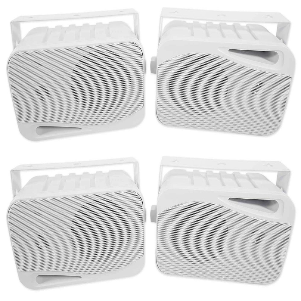 Rockville HP4S 360W 4" Outdoor/Indoor Speakers 4 Ohm, Weather-Resistant, Swivel Brackets, 4" Woofer, 1/2" Tweeter, for Home Theater and Patio, 4-Piece