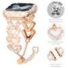 WINGLE Bling Band Case for Apple Watch Band Women 44mm SE 3/2/1 Series 6 5 4, Luxury Sparkle Rhinestone Crystal Metal Band Designer Chain Bracelet Diamond Screen Protector Case, 44 mm Rose Gold view 3