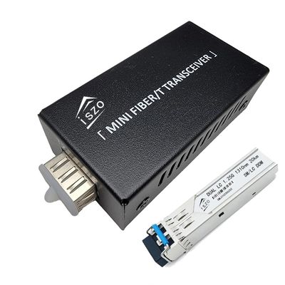 iszo Gigabit Mini SFP Media Converter for Fiber to Ethernet, LC to RJ45, Singlemode SFP Module, 10M/100M/1000M Adaptive, Plug and Play, SMF Dual LC 20km, Small Size.