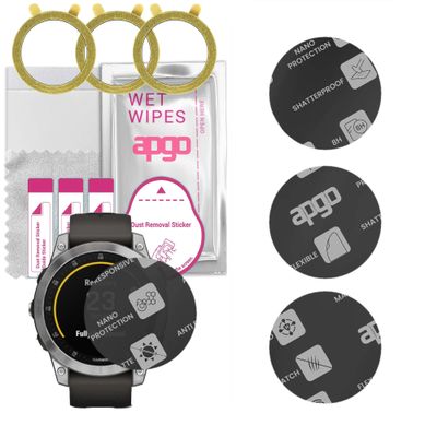 apgo 3x MATTE Hybrid protective glass compatible with Garmin epix 2, flexible nano glass, great replacement for tempered glass, scratch-resistant, full glue