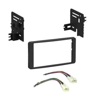 Double DIN Car Stereo Radio Mounting Dash Kit Compatible with Select 2003 2004 2005 2006 2007 Toyota Tundra Sequoia (Dash Kit + Wiring Harness)