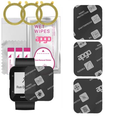 apgo 3x MATTE Hybrid protective glass compatible with Garmin forerunner 35, flexible nano glass, great replacement for tempered glass, scratch-resistant, full glue
