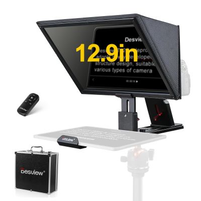 Desview T12S 12.9" Metal Teleprompter with Beam Splitter Glass | Easy Assembly, Carry Case Included, for Camera & iPad, Ideal for YouTube & Live Streaming, for Podcast & Content Creators