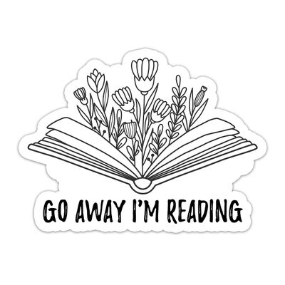 314PI Go Away I'm Reading Sticker, Bookish Water Aissistant Die-Cut Vinyl Stickers for Laptop, Phone, Water Bottles, Skateboard, Bookish Stickers for Kindle, Book Stickers for Adults, Bookish Gifts, Funny Stickers Gifts for Book Lovers Boys and Girls