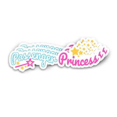 314PI Passenger Princess Sticker, Princess Water Assistant Die-Cut Stickers Vinyl Decals for Mirror Car Laptop Phone Water Bottles Computer, Princess Sticker, Graduation Gifts for Funny Girlfriend Relationship (Size 6", PP 02)
