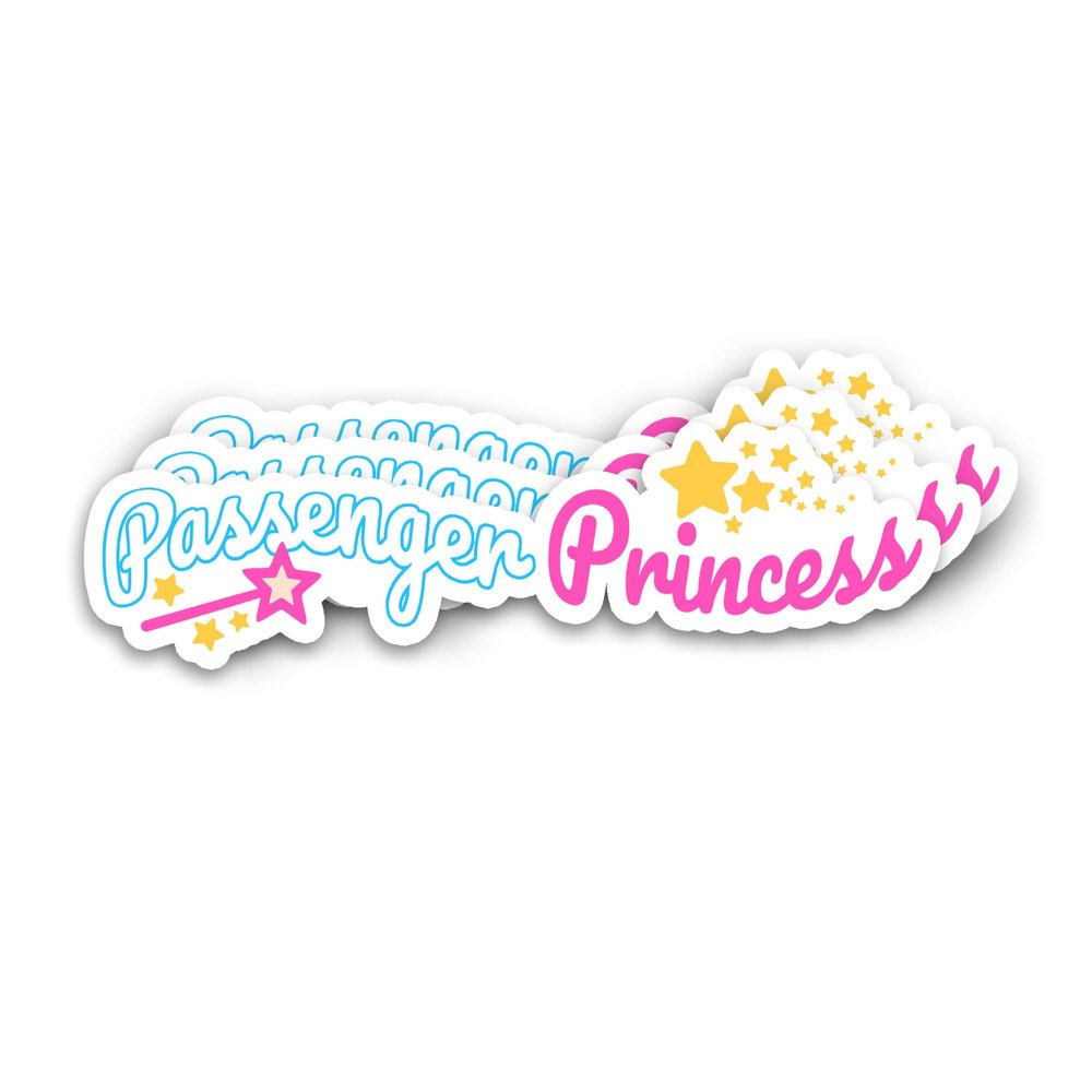 314PI Passenger Princess Sticker, Princess Water Assistant Die-Cut Stickers Vinyl Decals for Mirror Car Laptop Phone Water Bottles Computer, Princess Sticker, Graduation Gifts for Funny Girlfriend Relationship (Size 6", PP 02)