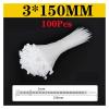 NORAZE 1000Pcs Self-Locking Wire Plastic Nylon Cable Tie Fastening Ring 3x80/100/120/150/200 Cable Tie White (Color : 3x150, Size : 1000PCS) view 2