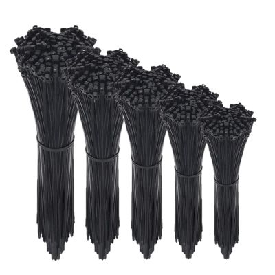 NORAZE 100Pcs Nylon Cable Tie Self Locking Plastic Loop Wire Black Wrap Strap Zip Organizer Fasten Tension Belt (Color : Black 100 pcs, Size : 7.6X200mm)