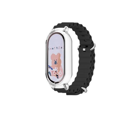 DLUCCA Strap Compatible with Huawei Band 8 Sport Silicone Durable Watch Strap Transparent Breathable Band Adjustable 5.5-8.1 inch for Women Men - Black