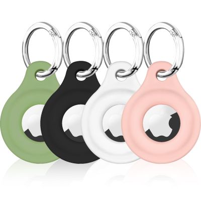 ShopHar 4 Pack AirTag Holder Compatible with AirTag Case, Airtags GPS Tracker for Keychain Cover, Soft Full-Body Protective Silicone Airtags for Kids, Luggage, Dog Cat Collar, Keys (4 Colors)