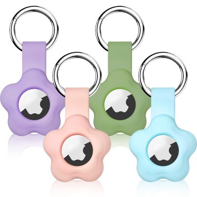 ShopHar 4 Pack AirTag Holder Compatible with AirTag Case, Airtags GPS Tracker for Keychain Cover, Soft Full-Body Protective Silicone Airtags for Kids, Luggage, Dog Cat Collar, Keys (4 Colors)