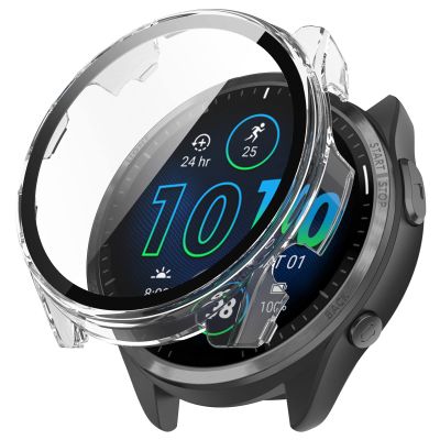 [2-Pack] Senter Case Cover for Garmin Forerunner 965 case, Hard PC Bumper Tempered Glass Anti Protective Case Compatible with Garmin Forerunner 965 Smart Watch