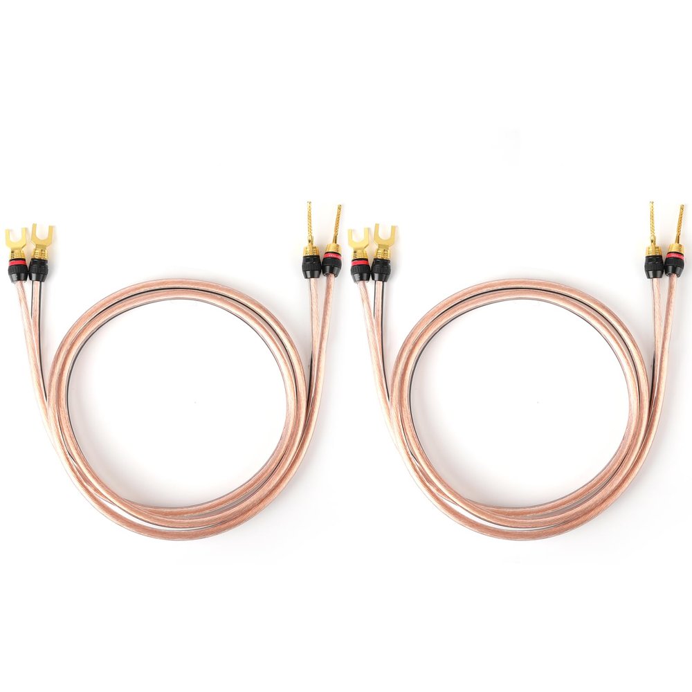 VKheroKV M-JP12 1pair Set Speaker Wire 24k Gold Plated connectors, 12AWG 5N OFC((99.999% Oxygen Free Copper Wire) M-JP12 (1.5M(4.92ft), Y Plug  Pin Plug)