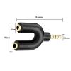 Sairps Headphone mic Splitter Mini U Shape Stereo trrs Splitter Microphone 1 Male to 2 Female AUX Audio Converter-2 Pack view 2
