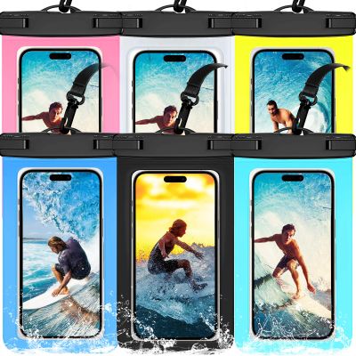 6 Pack Waterproof Phone Pouch IPX8 Universal Waterproof Case Dry Bag Phone Protector for iPhone 17/16/15/14/13 Pro Max Plus XS XR X 8 Galaxy S25 S24 S23 S22 S21 S20 Pixel Up to 8.4"(Multicolor 6)