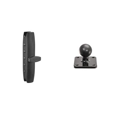 ARKON Robust Series 6 inch 25mm Aluminum Mount Shaft Retail Black (SPRM256) & APMAMPS25MM Metal 4 Hole AMPS to 25mm Rubber Ball Adapter Robust Mount Series Retail, Black