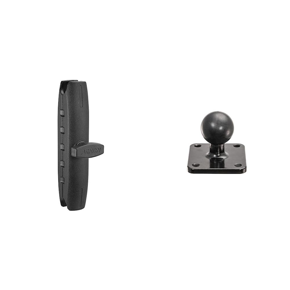ARKON Robust Series 6 inch 25mm Aluminum Mount Shaft Retail Black (SPRM256) & APMAMPS25MM Metal 4 Hole AMPS to 25mm Rubber Ball Adapter Robust Mount Series Retail, Black