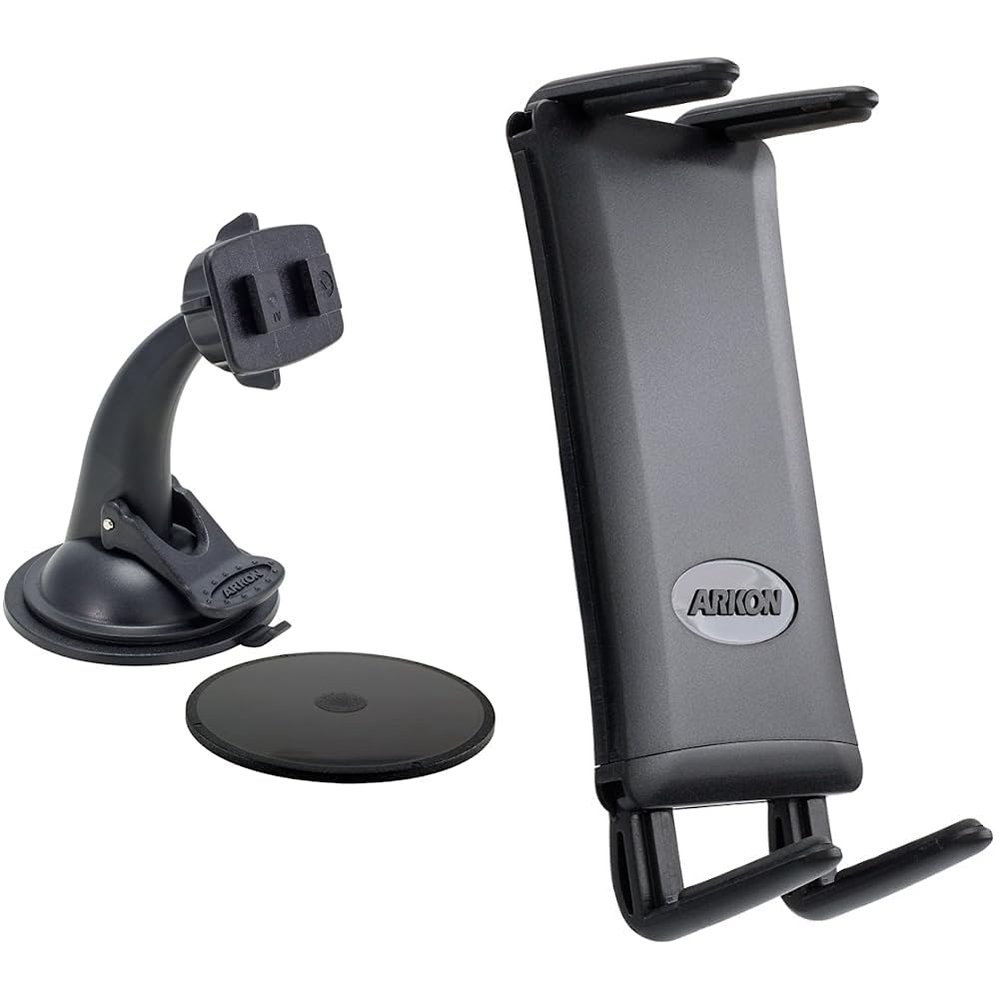 ARKON Replacement Upgrade or Additional Windshield Dashboard Sticky Suction Mount for Dual T Holders - Black & Phone and Midsize Tablet Holder for iPhone X 8 7 6S Plus iPad Mini Black