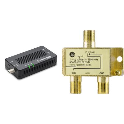 ScreenBeam Bonded MoCA 2.5 Network Adapter for Highest Speed Internet & GE Digital 2-Way Coaxial Cable Splitter
