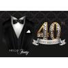 DORCEV 12x10ft Happy 40th Birthday Backdrop for Man Birthday Party Decorations Bow Tie White Shirt Suit Tuxedo Photography Backdrop Gentle Men Black Gold Diamonds Birthday Banquet Background Banner view 1