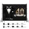 DORCEV 12x10ft Happy 40th Birthday Backdrop for Man Birthday Party Decorations Bow Tie White Shirt Suit Tuxedo Photography Backdrop Gentle Men Black Gold Diamonds Birthday Banquet Background Banner view 4