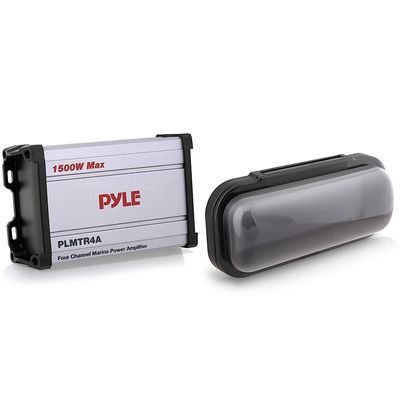 PYLE 1500 Watt 4-Channel Waterproof Amplifier + Pyle Water Resistant Marine Stereo Cover
